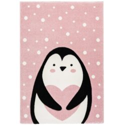 Roze kinderkamer vloerkleed Pinguïn