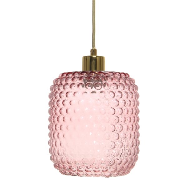 Roze hanglamp met glas Studs