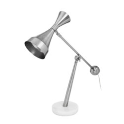 Kleine zilveren tafellamp Cosy met marmer