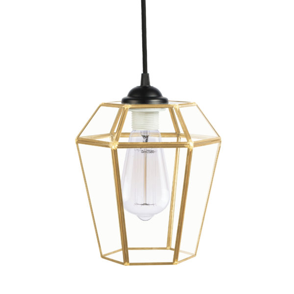 transparante glazen lantaarn hanglamp