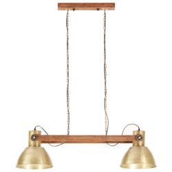 Industriële houten hanglamp met goud Vinny